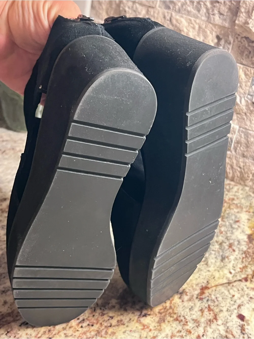 Size 6.5- Volatile black suede wedge- new
